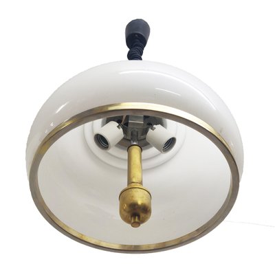 Adjustable White Opaline Glass and Golden Brass Adjustable Lamp, Italy, 1970s