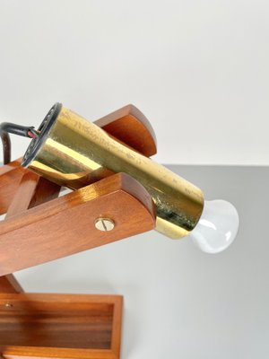 Adjustable Wood & Brass Table Lamp, Italy, 1960s-LYQ-1171367