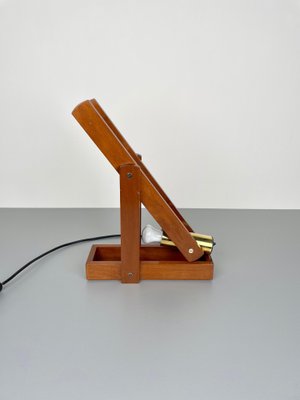 Adjustable Wood & Brass Table Lamp, Italy, 1960s-LYQ-1171367