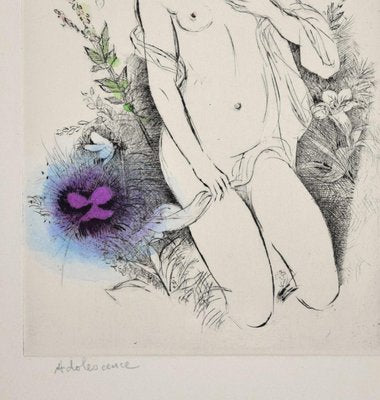 Adolescence - Original Etching ad Drypoint by A. Doré - Late 1900 Late 1900-ZCI-755762