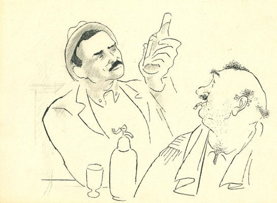 Adolf Reinhold Hallman, Drinkers in Bar, China Ink Drawing, 1956-ZCI-903110