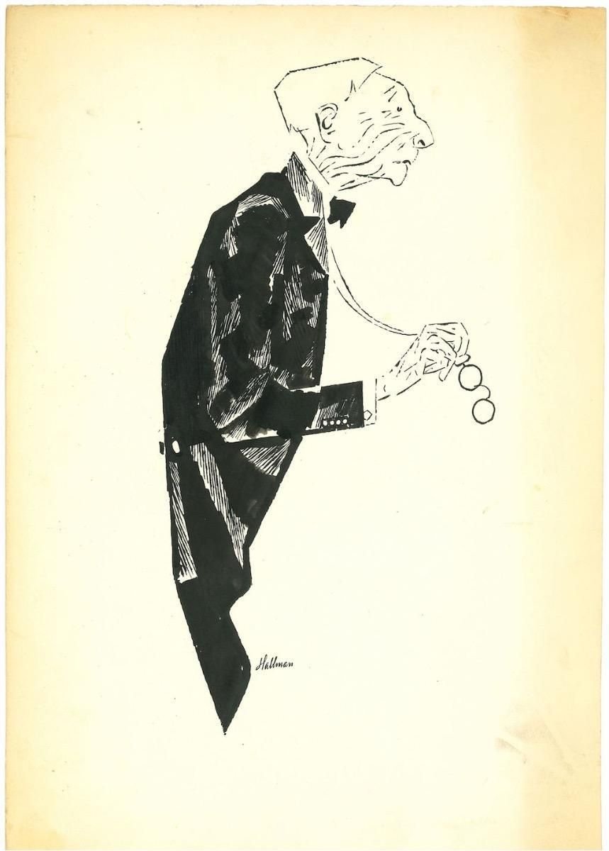 Adolf Reinhold Hallman, New Yorker, China Ink Drawing, 1956