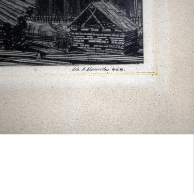 Adolfo Almarcha, Drawing of Building, 1978, Charcoal and Graphite on Paper-UZ-1419073