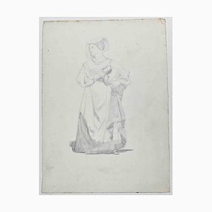 Adolphe Etienne Viollet-Le-Duc, Woman, Original Drawing on Paper, Mid 19th-Century-ZCI-1362654