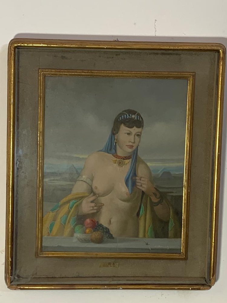 Adriano Gajoni, Cleopatra, 1950s, Oil on Canvas, Framed