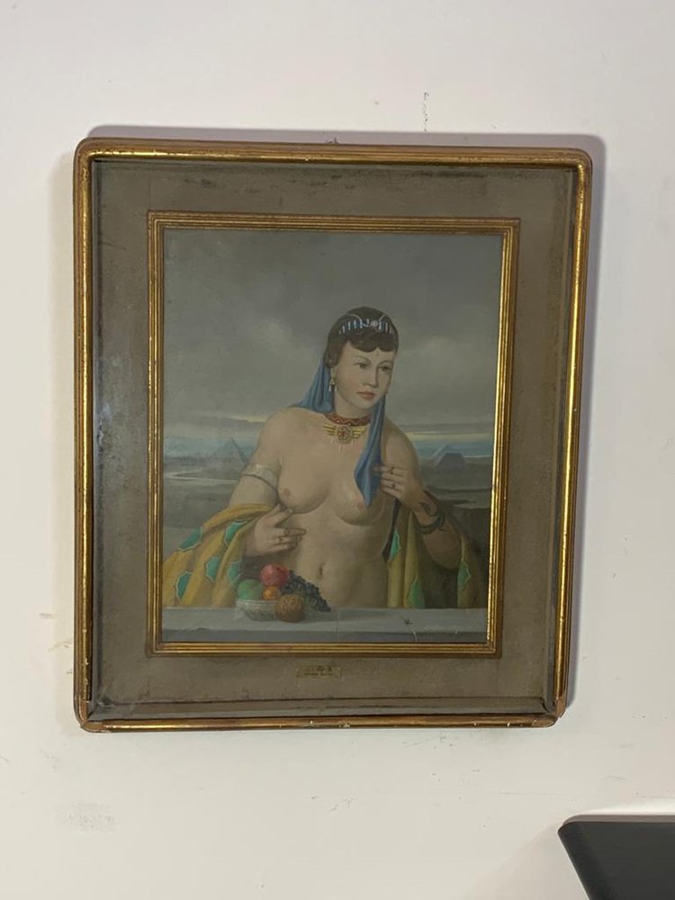 Adriano Gajoni, Cleopatra, 1950s, Oil on Canvas, Framed