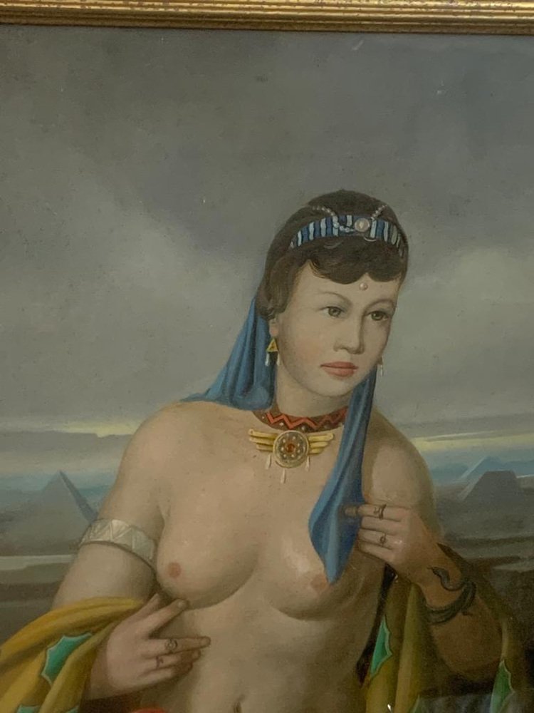 Adriano Gajoni, Cleopatra, 1950s, Oil on Canvas, Framed