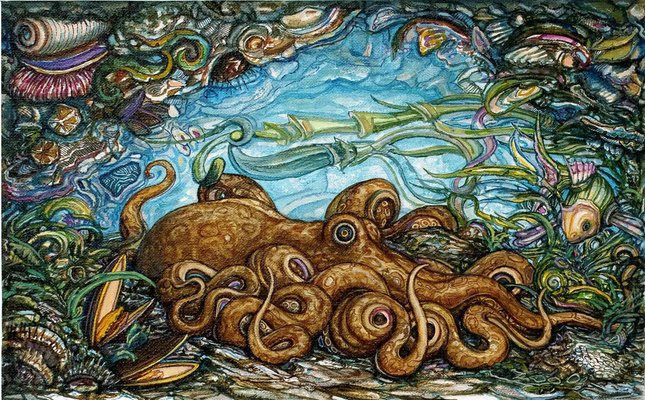 Adriano Pompa, Octopus, Oil Paint, 2019-ZCI-1291411