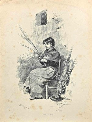 Adrien Marie, Young Peasant, Lithograph, Late 19th Century-ZCI-1760558