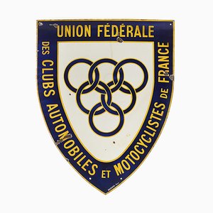 Advertising Enamel Federal Union of Car Clubs and Motorcyclists France Sign-NQ-891851