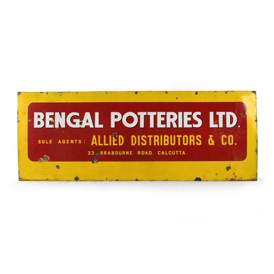 Advertising Enameled Bengal Potteries Sign, 1950s-NQ-656385