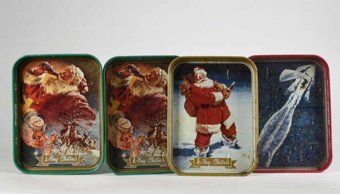 Advertising Metal Trays, Italy, 1960s, Set of 4-RAQ-988196