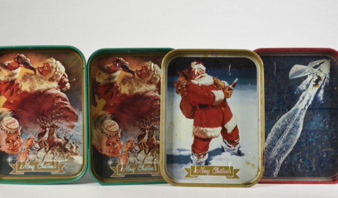 Advertising Metal Trays, Italy, 1960s, Set of 4-RAQ-988196