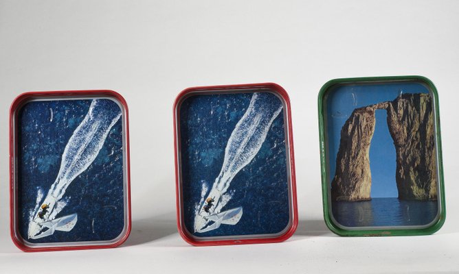 Advertising Metal Trays, Italy, 1960s, Set of 4-RAQ-988196