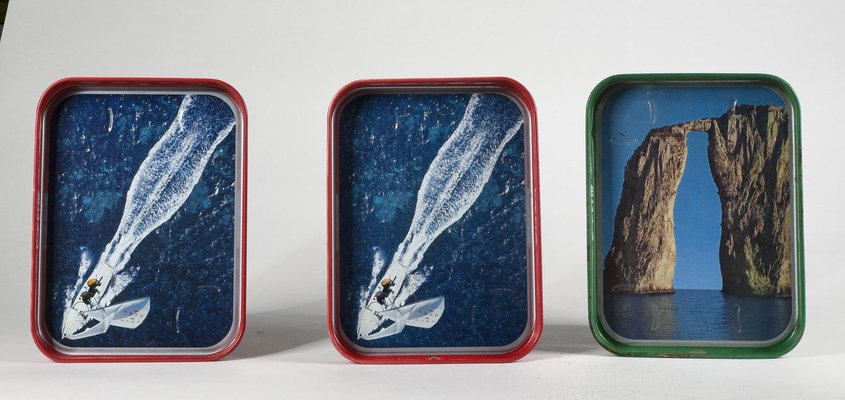 Advertising Metal Trays, Italy, 1960s, Set of 4-RAQ-988196