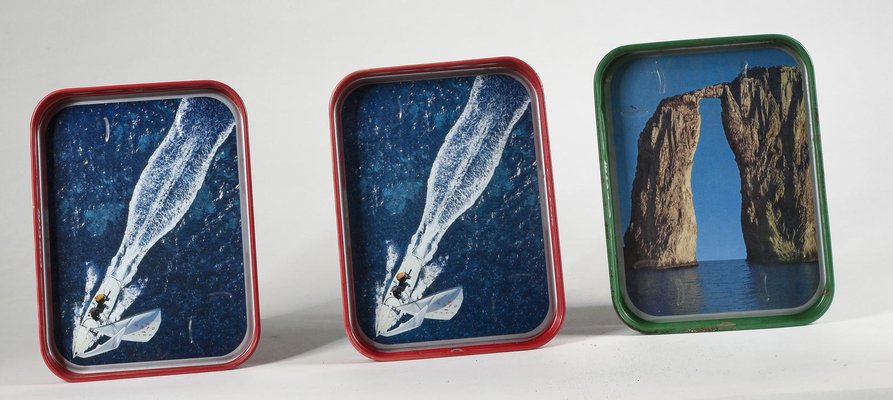 Advertising Metal Trays, Italy, 1960s, Set of 4-RAQ-988196