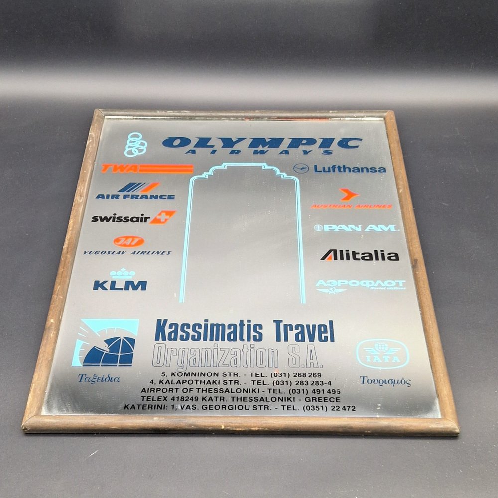 Advertising Mirror with Airlines of Travel Agency, 1960s