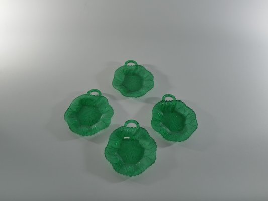 Aesthetic Movement Emerald Green Glass Leaf Plates, Set of 4-RUK-1758053