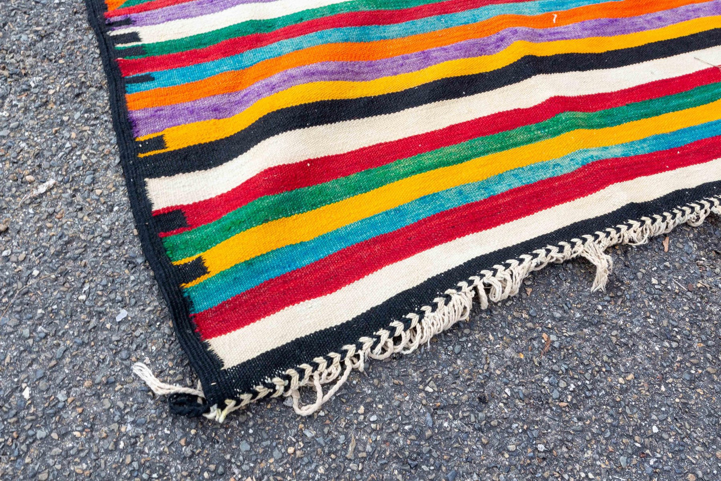 Afghan Kilim Rug with Multicolor and Geometric Patterns, 1950