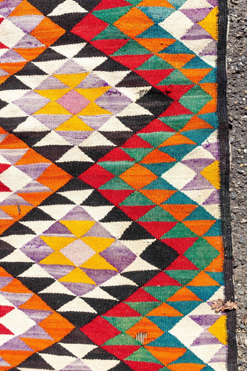 Afghan Kilim Rug with Multicolor and Geometric Patterns, 1950