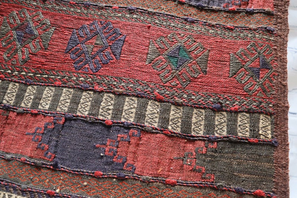 Afghan Oriental Nomadic Beloch Sumakh Kilim Runner Rug, 1920s