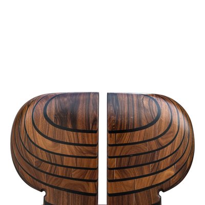 Africa ​​Dining Table and Chairs in Walnut Root & Leather by Tobia & Afra Scarpa for Maxalto, 1976, Set of 5-RPH-985326