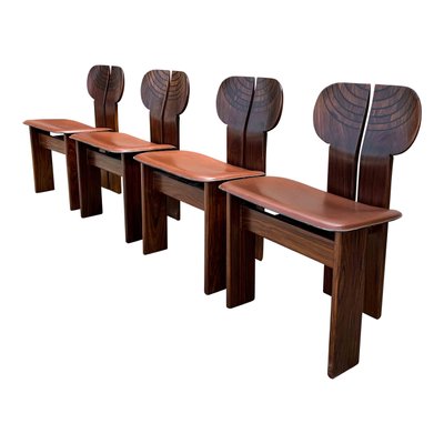 Africa ​​Dining Table and Chairs in Walnut Root & Leather by Tobia & Afra Scarpa for Maxalto, 1976, Set of 5-RPH-985326