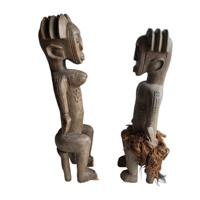 African Artist, Figures, Wood Carved Sculptures, Set of 2-TCS-1769111