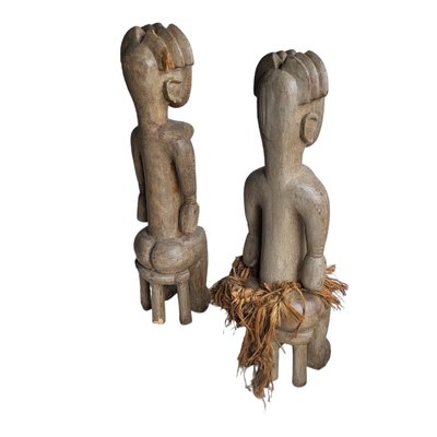 African Artist, Figures, Wood Carved Sculptures, Set of 2-TCS-1769111