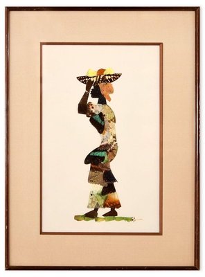 African Butterfly Woman - Vintage Collage made with real Butterflies - 1950s 1950s-ZCI-758999