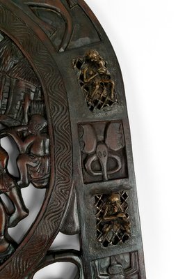 African Door in Carved Wood and Bronze-XNH-1804465