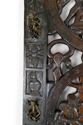 African Door in Carved Wood and Bronze-XNH-1804465