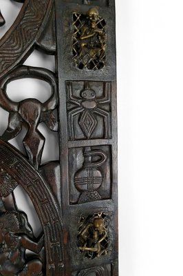 African Door in Carved Wood and Bronze-XNH-1804465