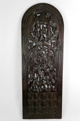 African Door in Carved Wood and Bronze-XNH-1804465