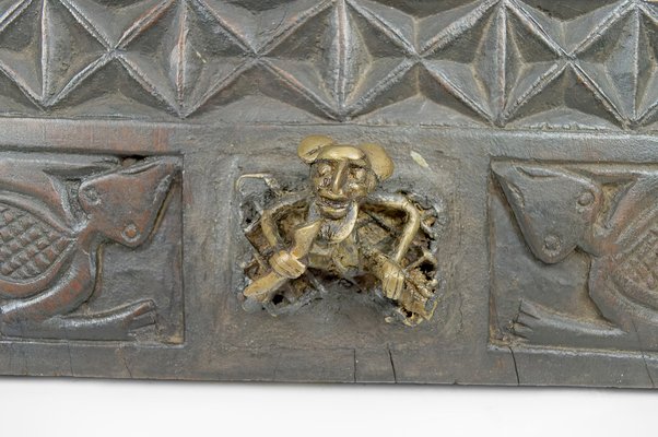 African Door in Carved Wood and Bronze-XNH-1804465