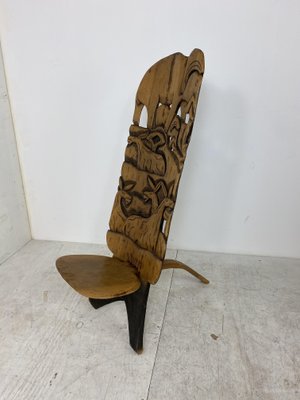 African Hand Carved Tribal Chair, 1960s-DE-842725