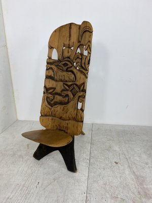 African Hand Carved Tribal Chair, 1960s-DE-842725