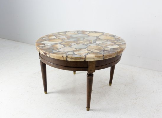 African Louis XVI Style Onyx Coffee or Side Table, France, 1960s