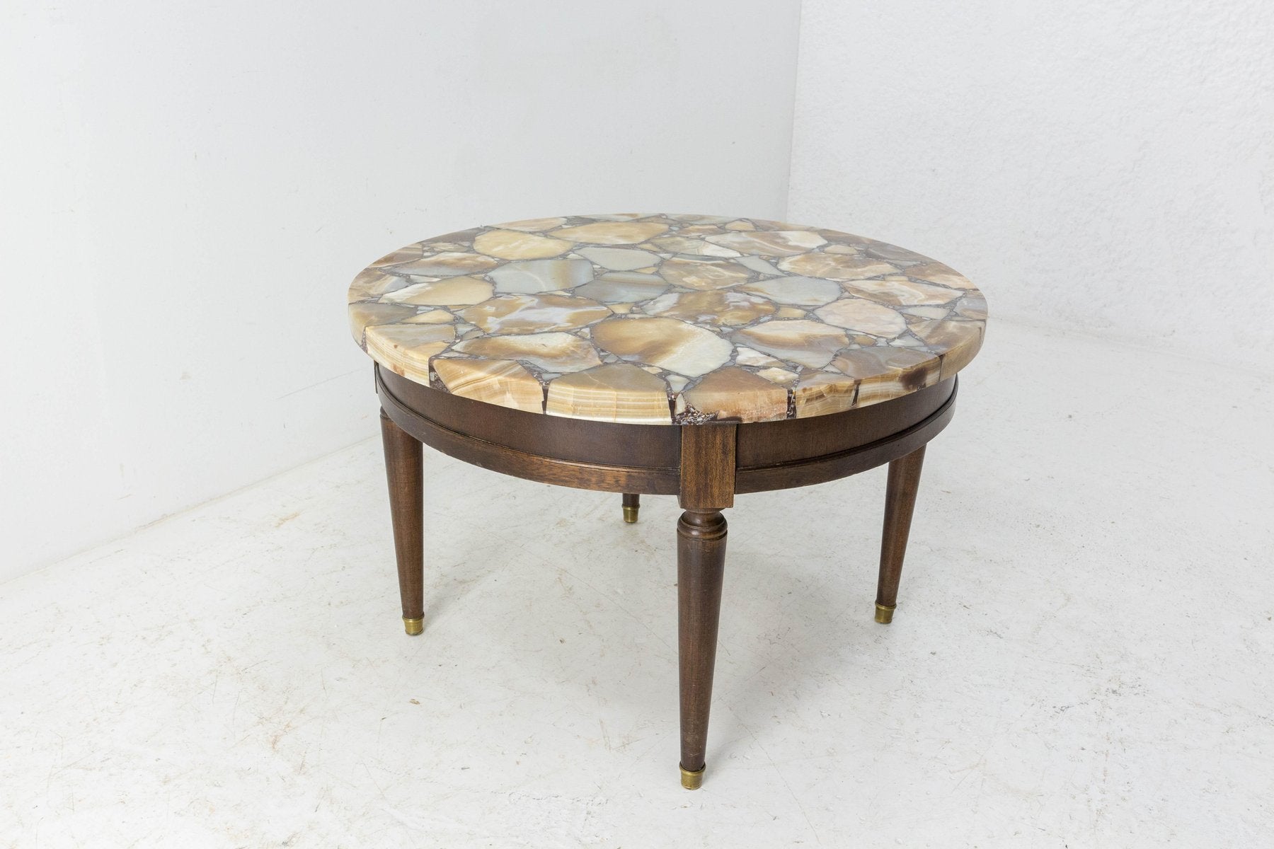 African Louis XVI Style Onyx Coffee or Side Table, France, 1960s