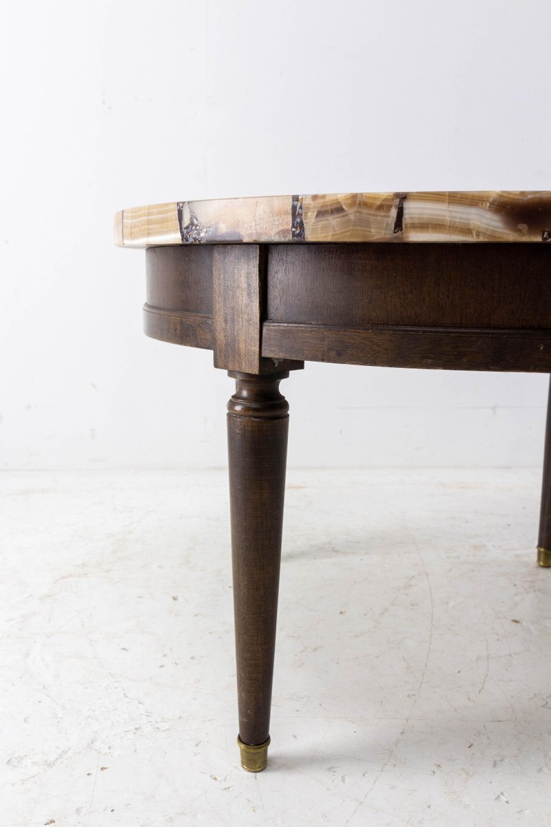 African Louis XVI Style Onyx Coffee or Side Table, France, 1960s