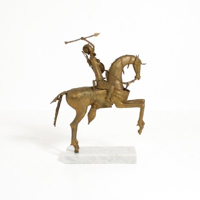 African Tribal Bronze Sculpture - Female Warrior on a Horse-VT-849286