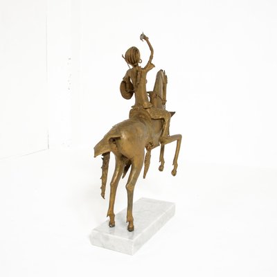 African Tribal Bronze Sculpture - Female Warrior on a Horse-VT-849286