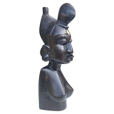 African Wooden Bust of a Woman, 20th Century-UR-1720204