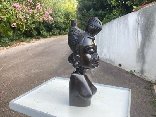 African Wooden Bust of a Woman, 20th Century-UR-1720204