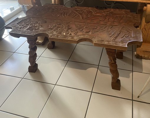 Africanist Carved Wooden Coffee Table-TEP-1720313