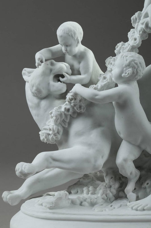 After Albert-Ernest Carrier-Belleuse, Diana Holding the Lioness, Biscuit Sculpture