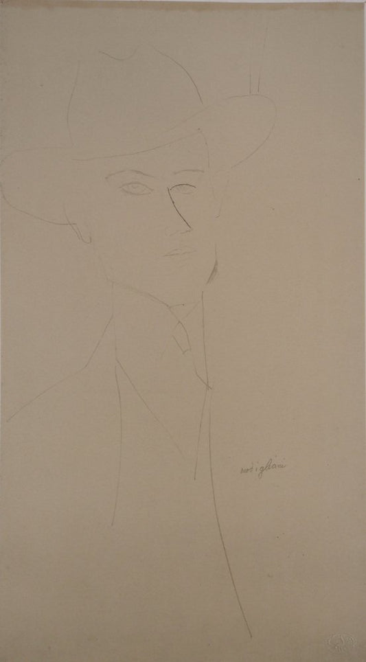 After Amedeo Modigliani, Man Wearing a Hat, 1959, Lithograph