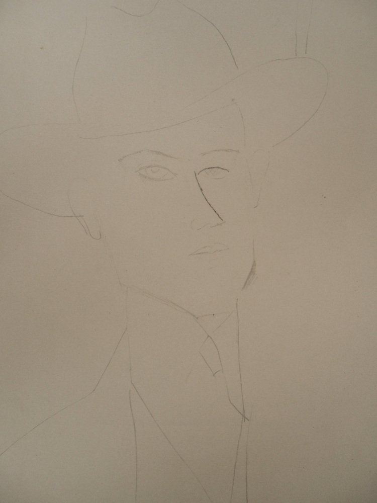 After Amedeo Modigliani, Man Wearing a Hat, 1959, Lithograph