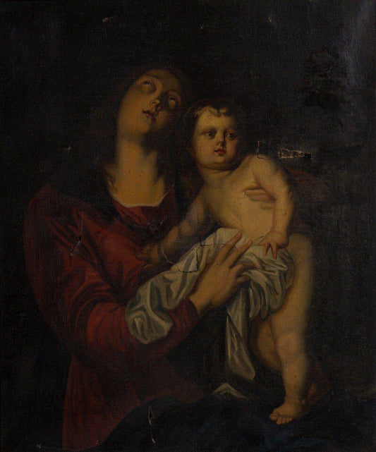 After Antoine Van Dyck, Virgin & Child, Early 1800s, Oil on Canvas, Framed