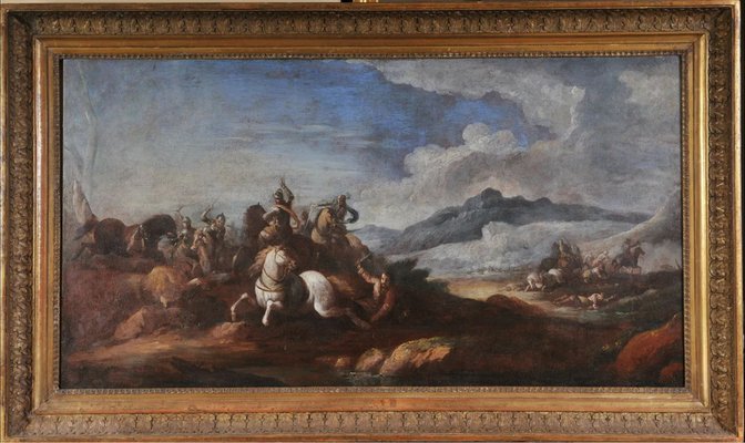 After Antonio Calzo, Battle Scene, 17th Century, Oil on Canvas-QOR-2028990